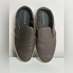 Oneself Men’s Genuine Leather Slip-On Flat Backless Brown Sz 39 EU/6,5 US